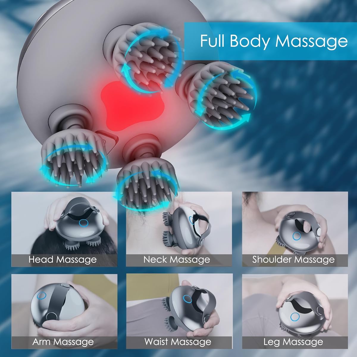 ZNNFEMAI Electric Scalp Massager – Waterproof & Rechargeable (Silver)