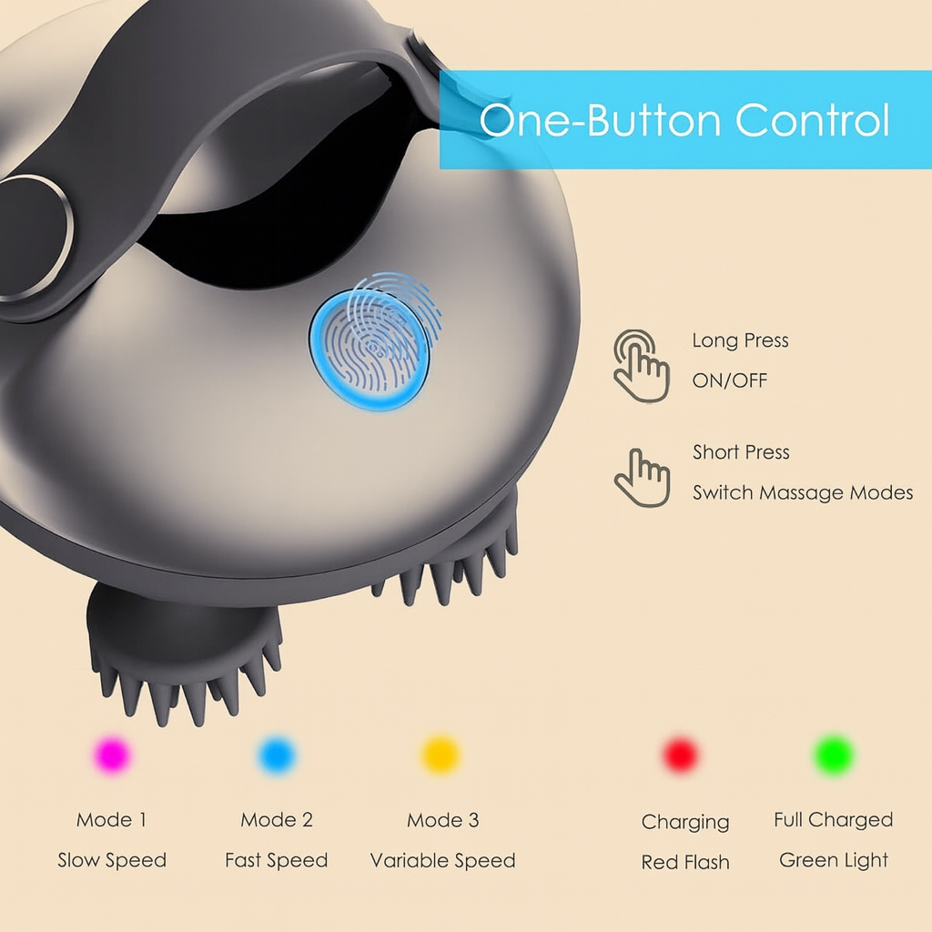 ZNNFEMAI Electric Scalp Massager – Waterproof & Rechargeable (Silver)