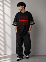Palestine Repeated Logo Oversized Tee